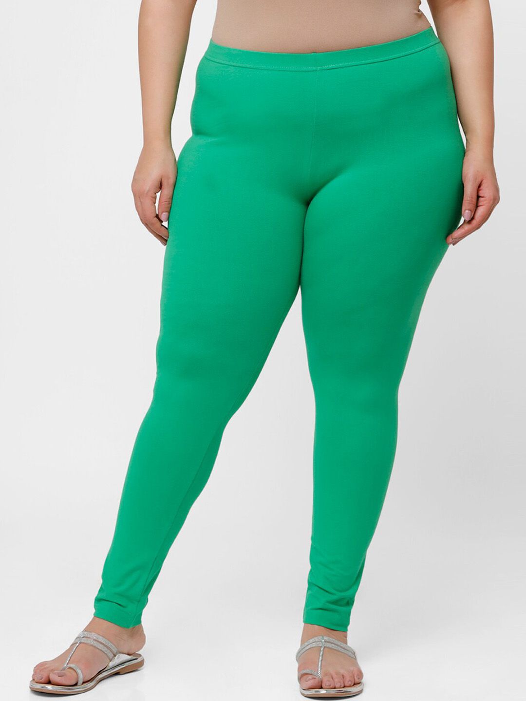 De Moza Women Green Solid Churidar Length Leggings Price in India