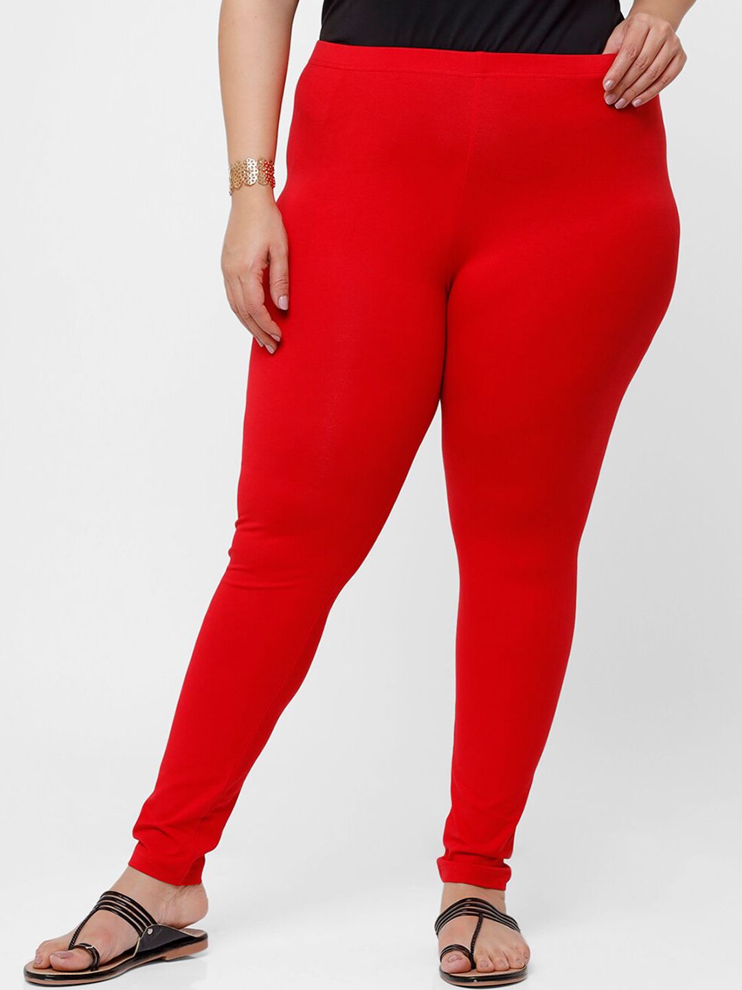 De Moza Women Red Solid Ankle-Length Leggings Price in India