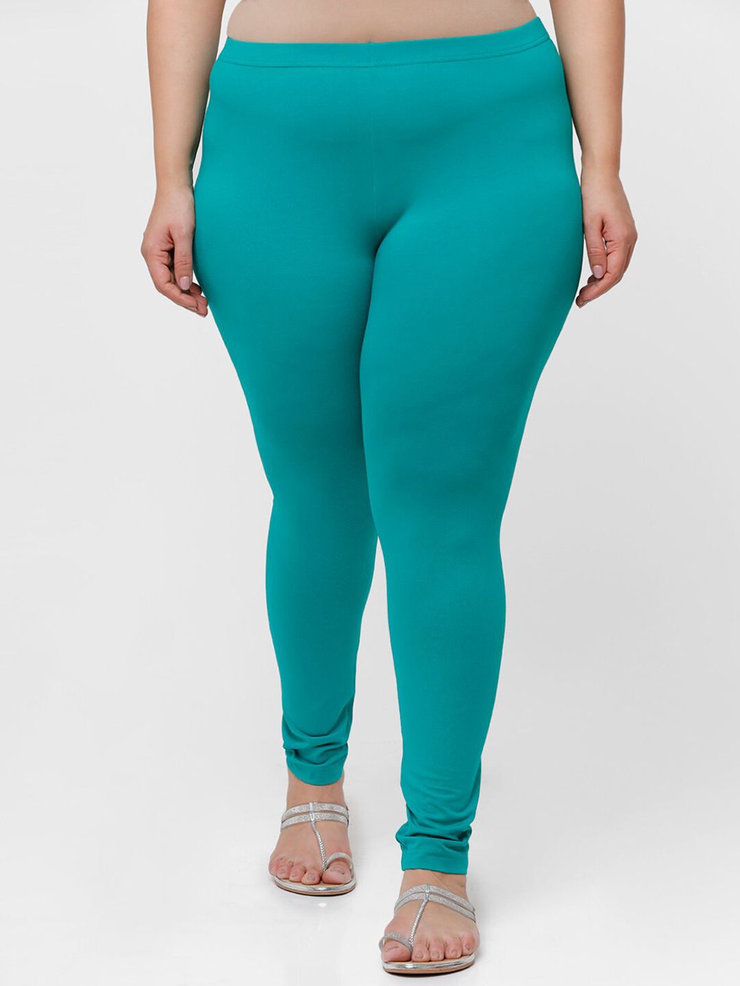 De Moza Women Green Solid Churidar-Length Leggings Price in India