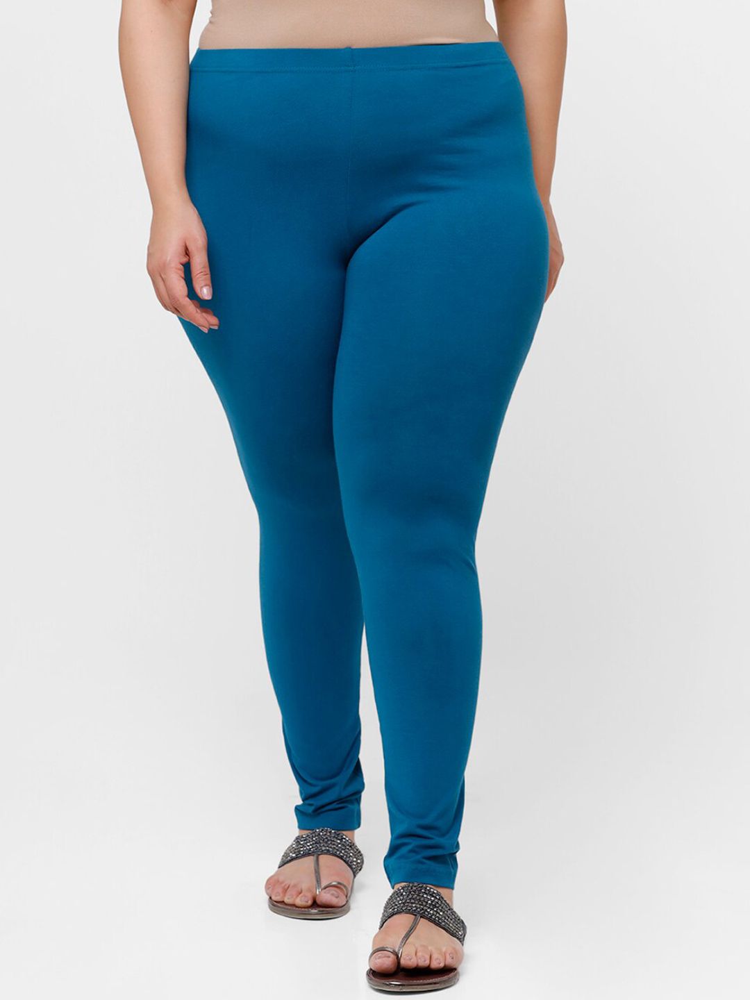 De Moza Women Turquoise Blue Solid Ankle-Length Leggings Price in India