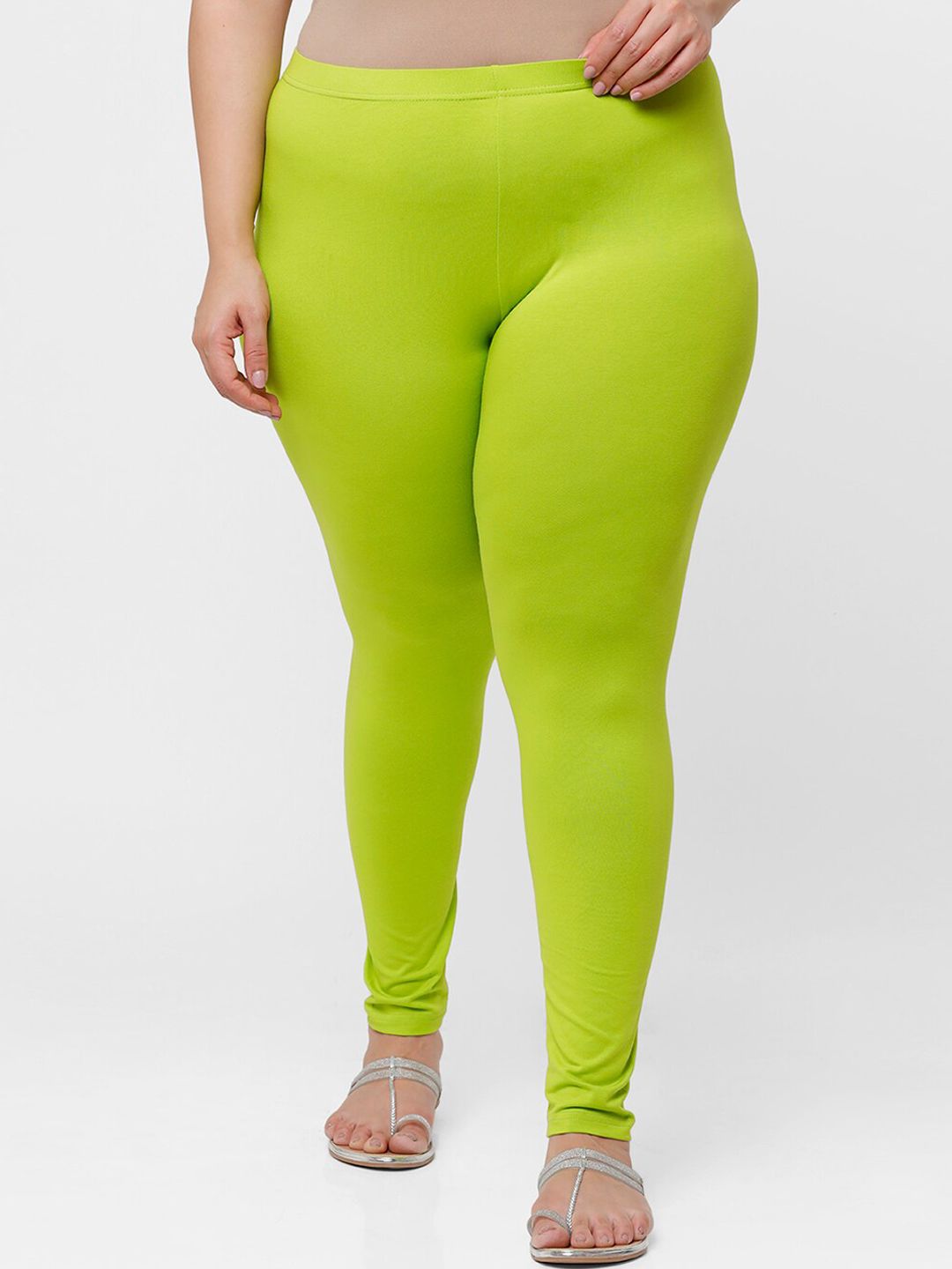 De Moza Women Green Solid Ankle-Length Leggings Price in India