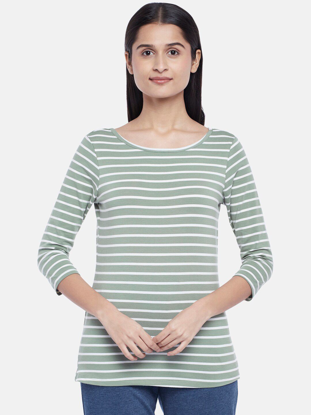 Dreamz by Pantaloons Olive Green Striped Lounge tshirt Price in India