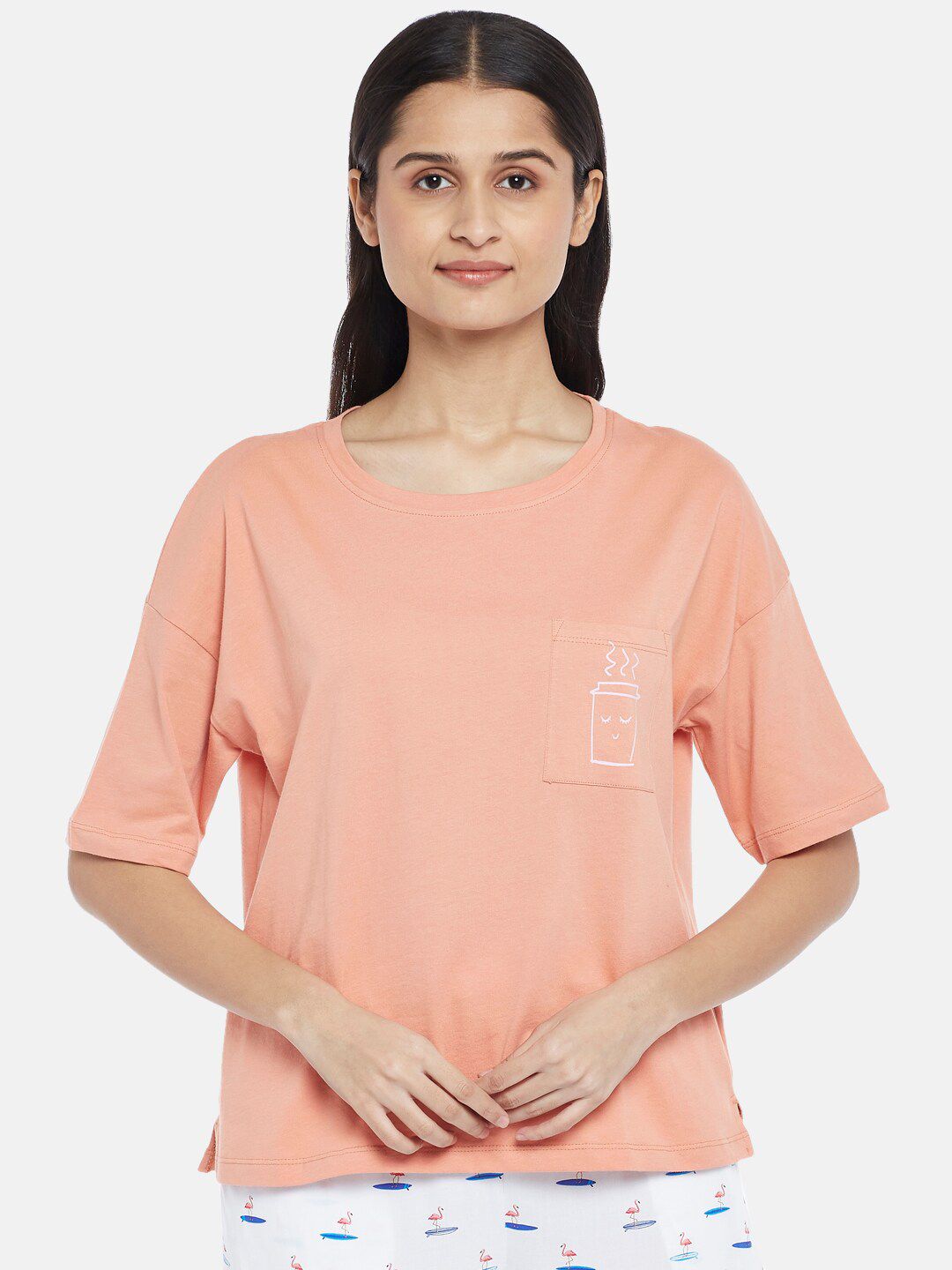 Dreamz by Pantaloons Orange Printed Back Lounge T-shirt Price in India
