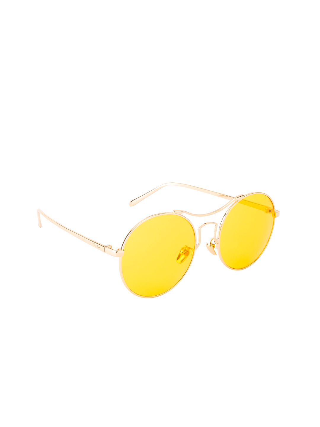 Ted Smith Unisex Yellow Lens & Gold-Toned Round Sunglasses with UV Protected Lens Price in India