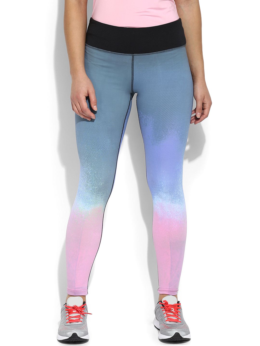 Da Intimo Grey & Pink Ombre-Dyed Training Tights Price in India