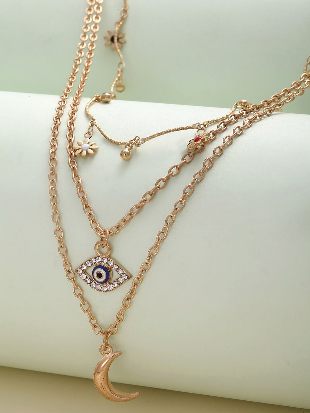 Ferosh Gold-Toned & White Layered Necklace Price in India