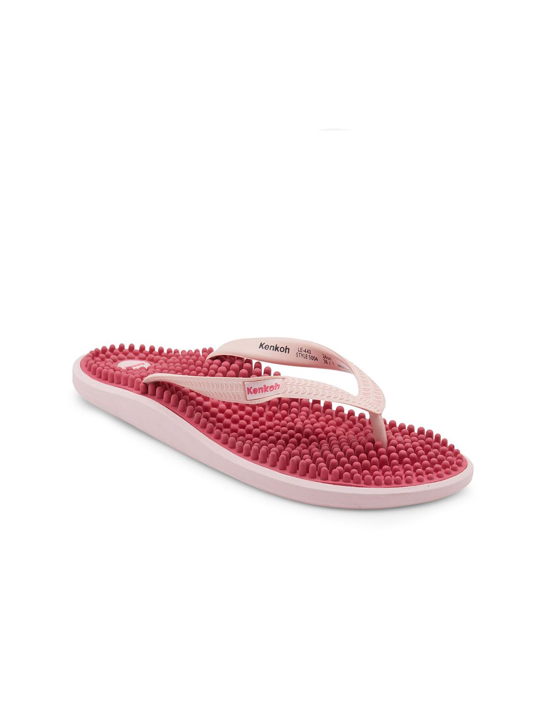 Kenkoh Women Pink & Red Rubber Thong Flip-Flops Price in India