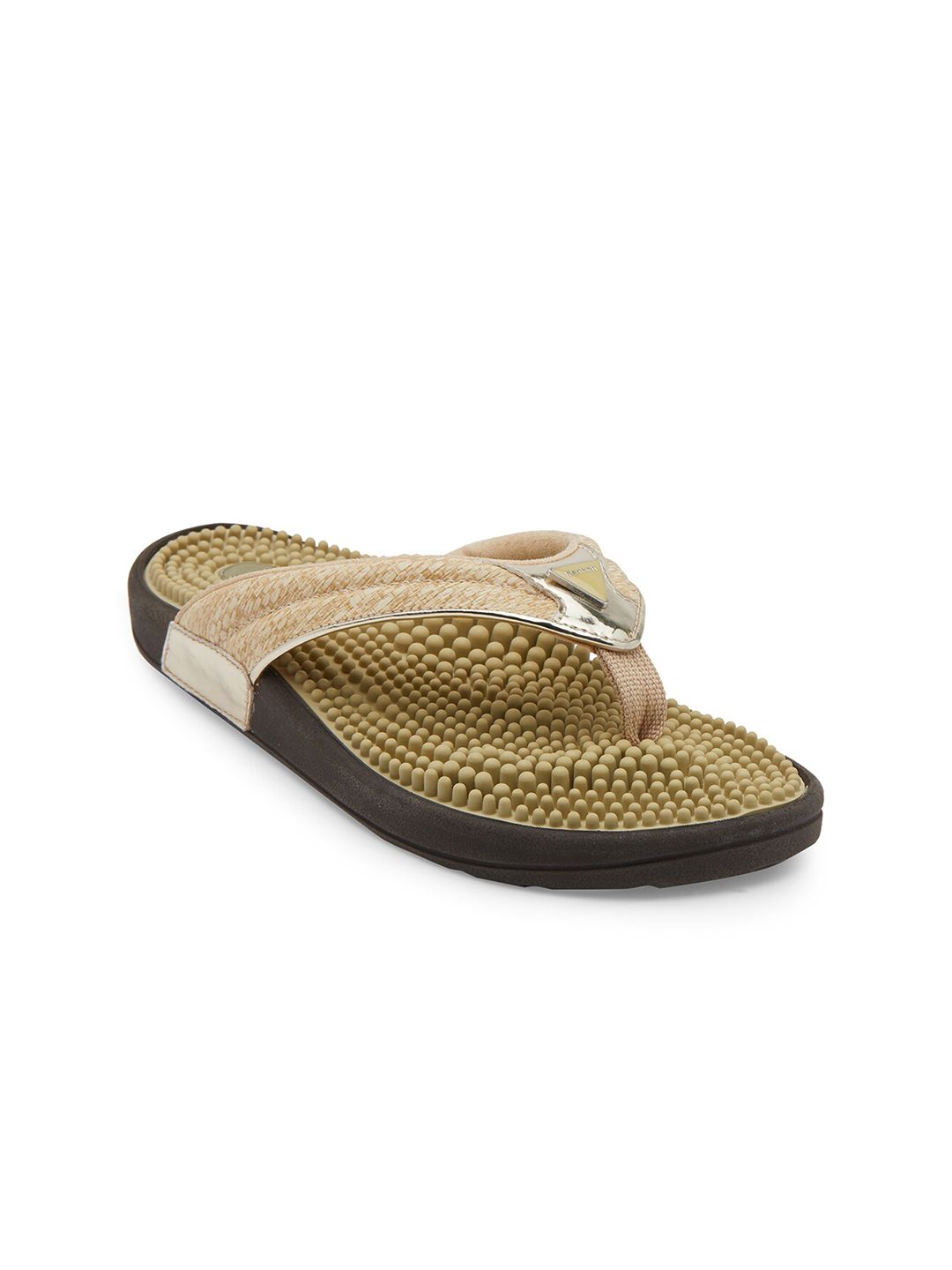 Kenkoh Women Gold-Toned Thong Flip-Flops Price in India