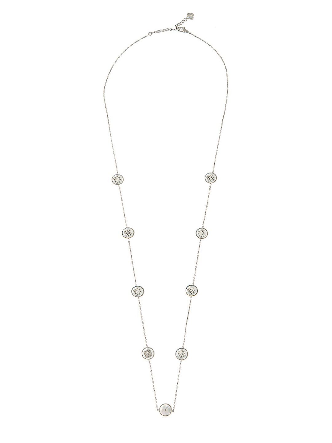 Moon Dust Women Silver-Toned & White Long Chain Necklace With Earrings Price in India