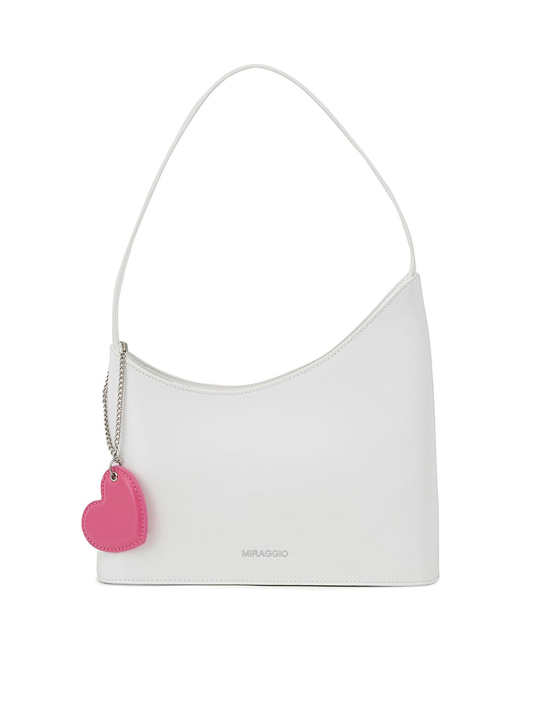 MIRAGGIO White PU Structured Hobo Bag Price in India