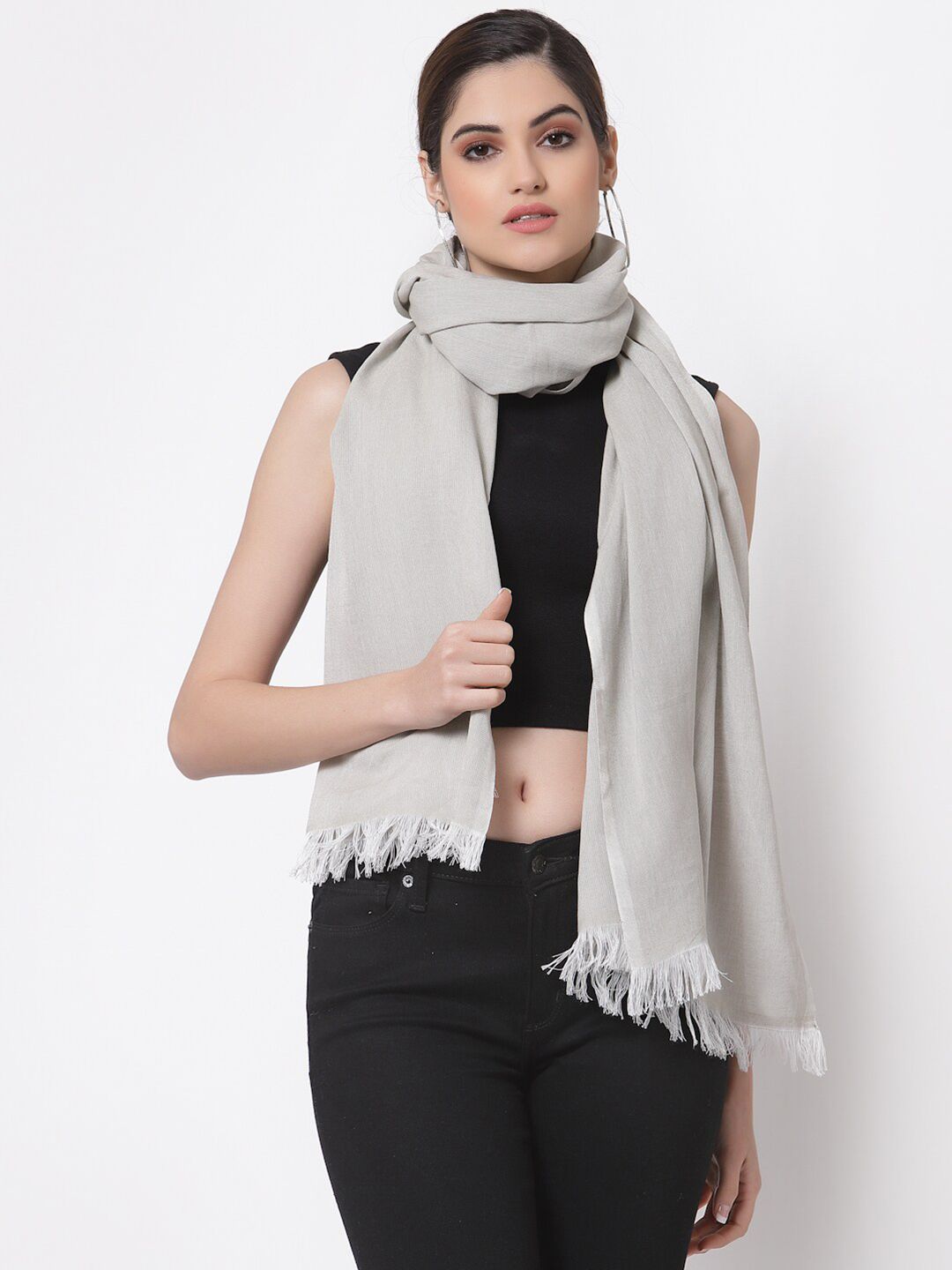 Arrabi Women Grey Cotton Stole Price in India