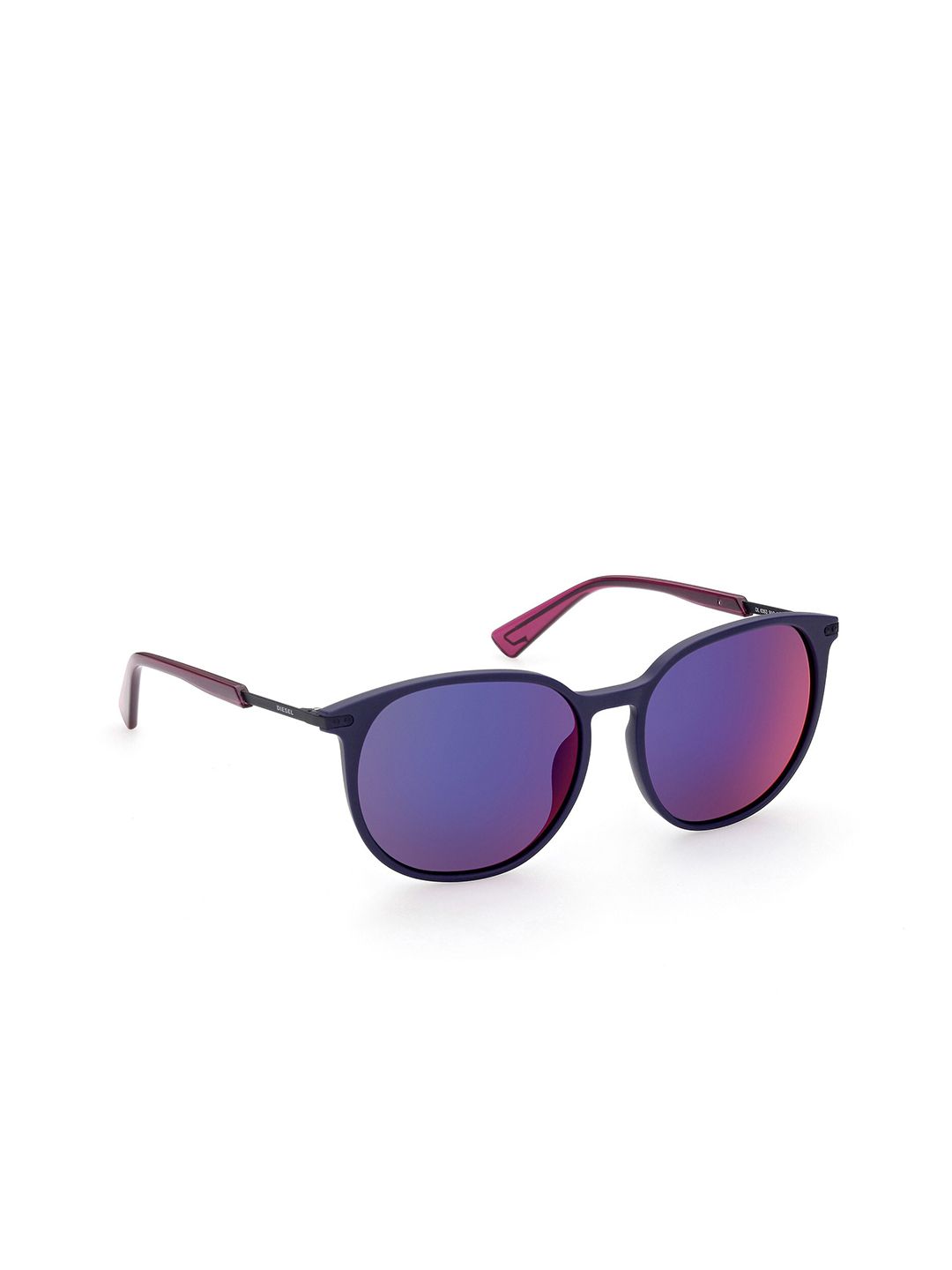 DIESEL Women Grey Lens & Blue Round Sunglasses with UV Protected Lens Price in India