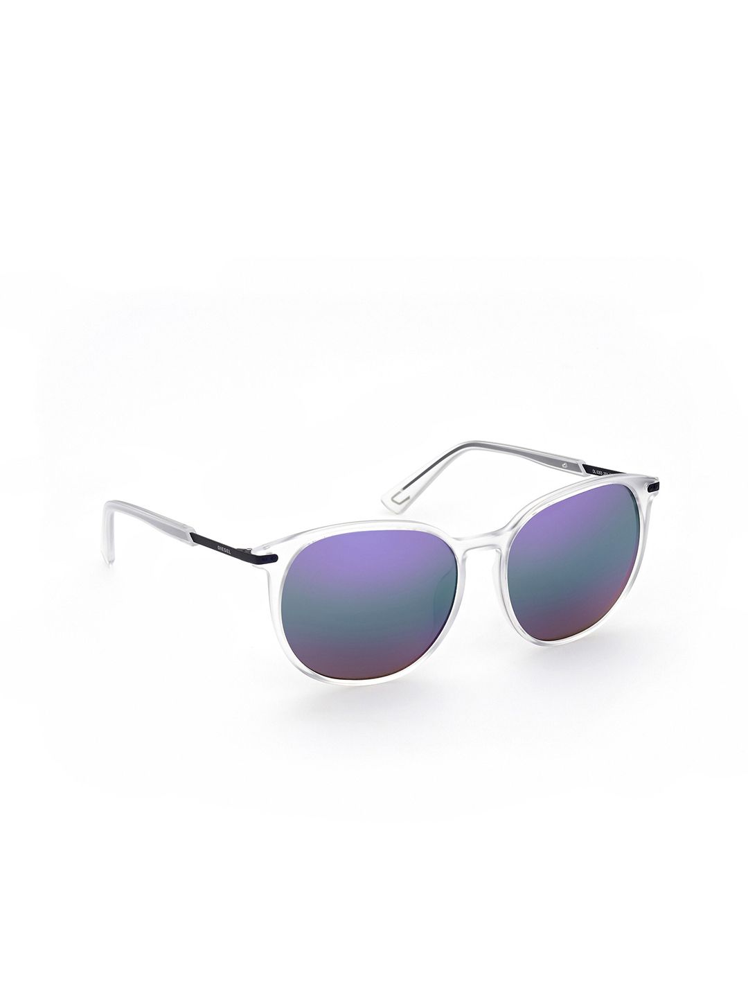 DIESEL Women Grey Lens & White Round Sunglasses with UV Protected Lens Price in India