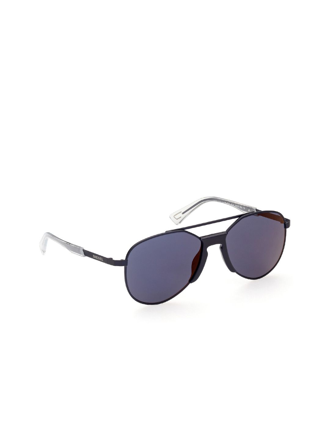 DIESEL Men Blue Lens & Black Aviator Sunglasses with UV Protected Lens DL0339 56 91X