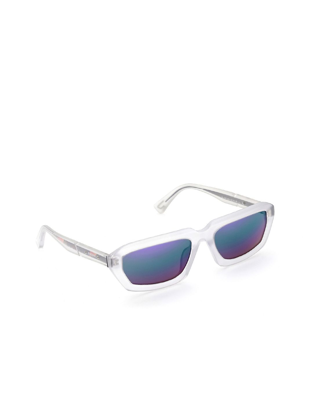 DIESEL Women Blue Lens & White Rectangle Sunglasses with UV Protected Lens DL0347 54 26X Price in India