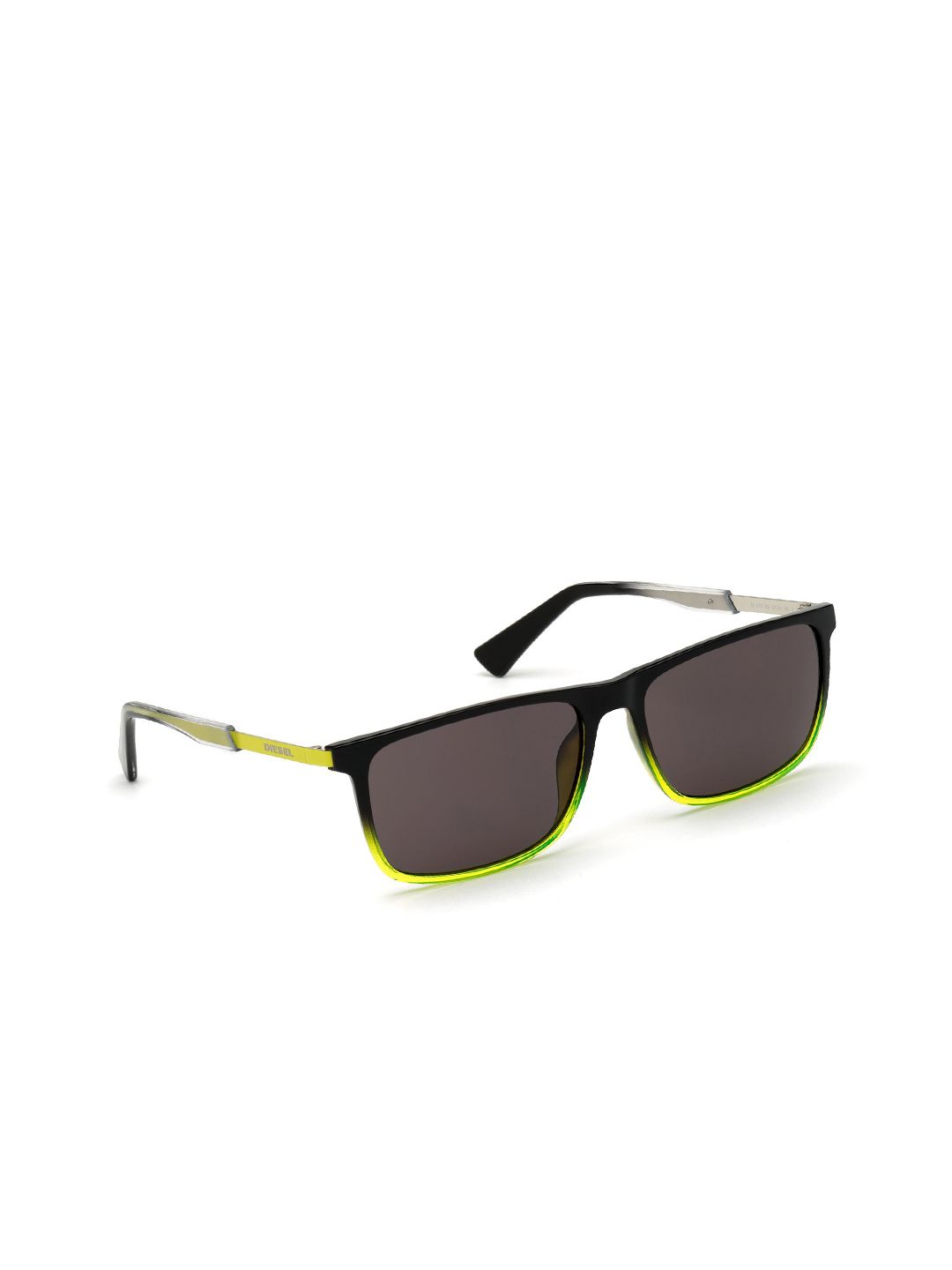 DIESEL Unisex Grey Lens & Black Square Sunglasses with UV Protected Lens Price in India