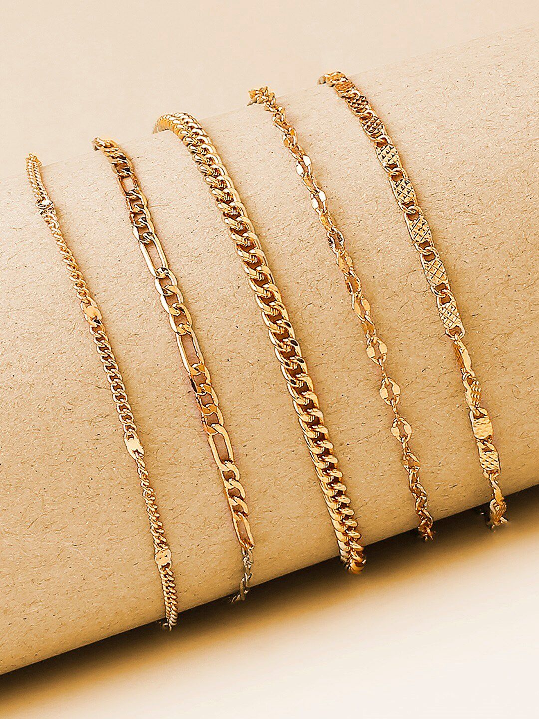 OOMPH Women Set Of 5 Gold-Toned Link Bracelet Price in India