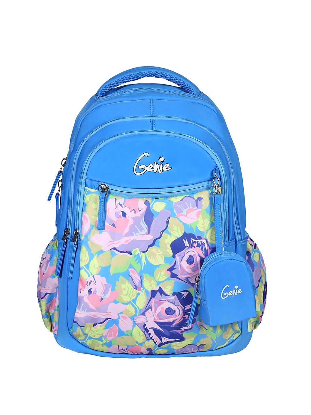 Genie Women Blue Floral Printed 36 liter Backpack Price in India