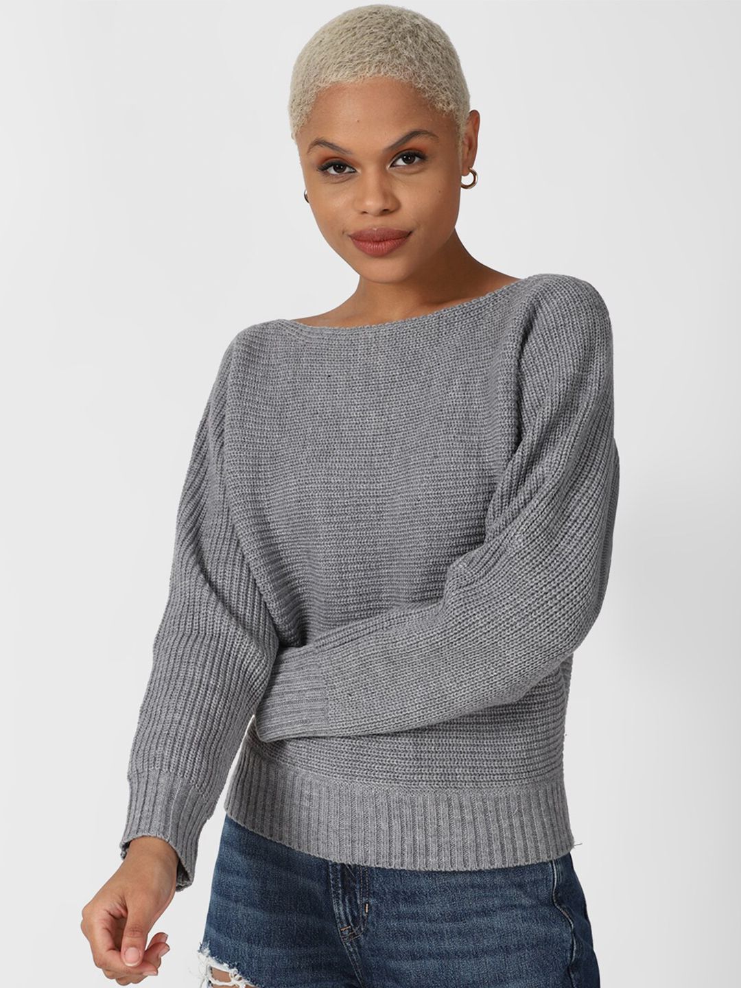 FOREVER 21 Women Grey Pullover Price in India