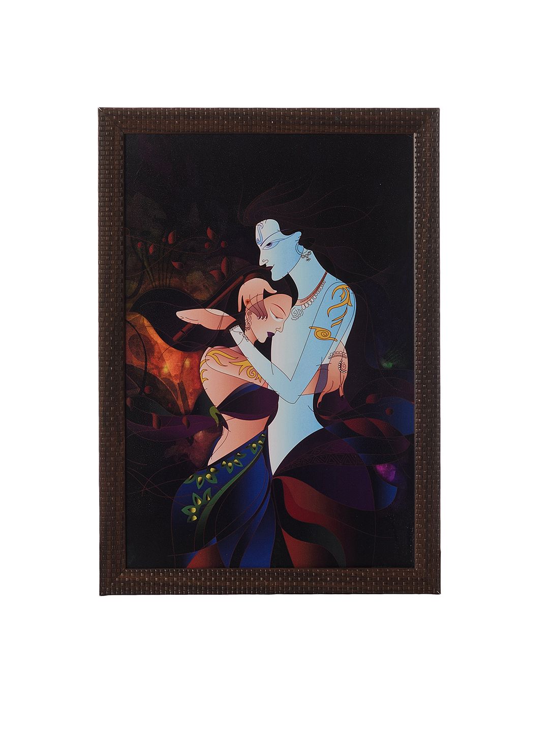 eCraftIndia Multicoloured Satin Matte Texture Framed Radha Krishna UV Wall Art Price in India