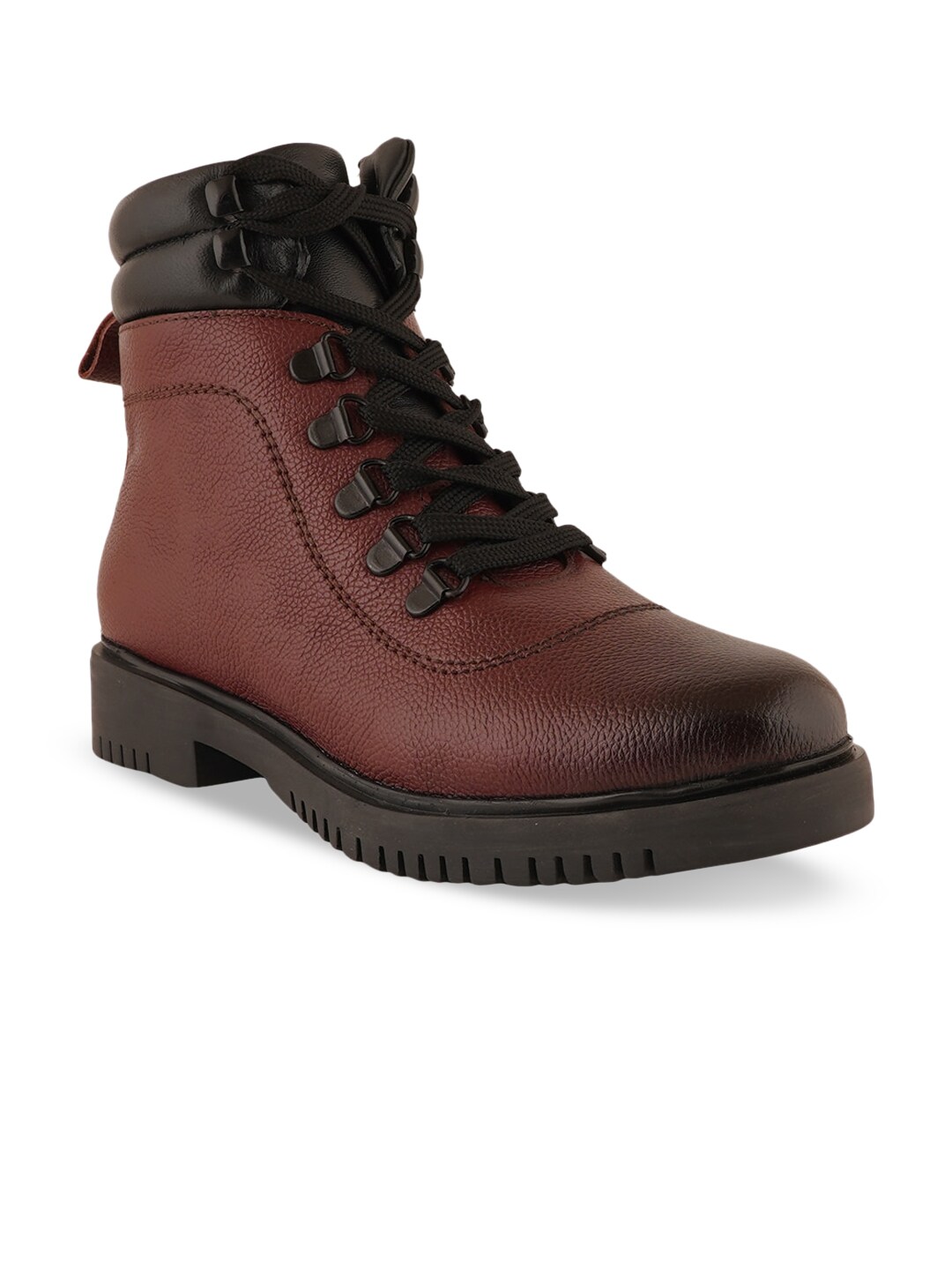 pelle albero Women Maroon Leather Block Heeled Boots Price in India