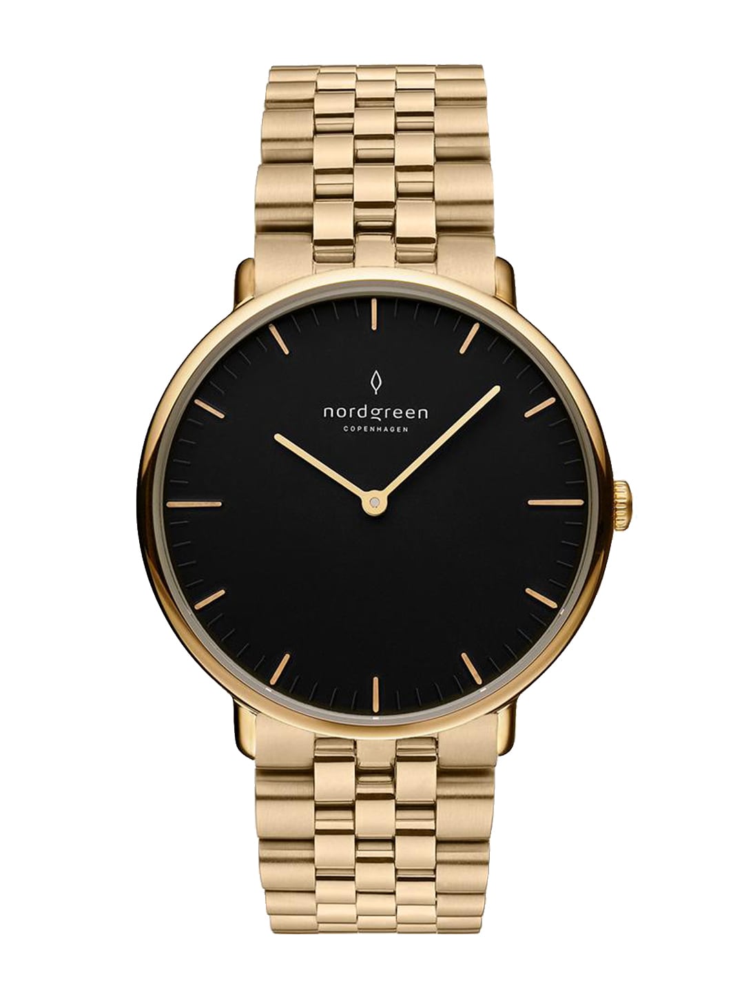 Nordgreen Women Black Dial & Gold Toned Stainless Steel Bracelet Style Straps Analogue Watch NR36GO5LGOBL Price in India