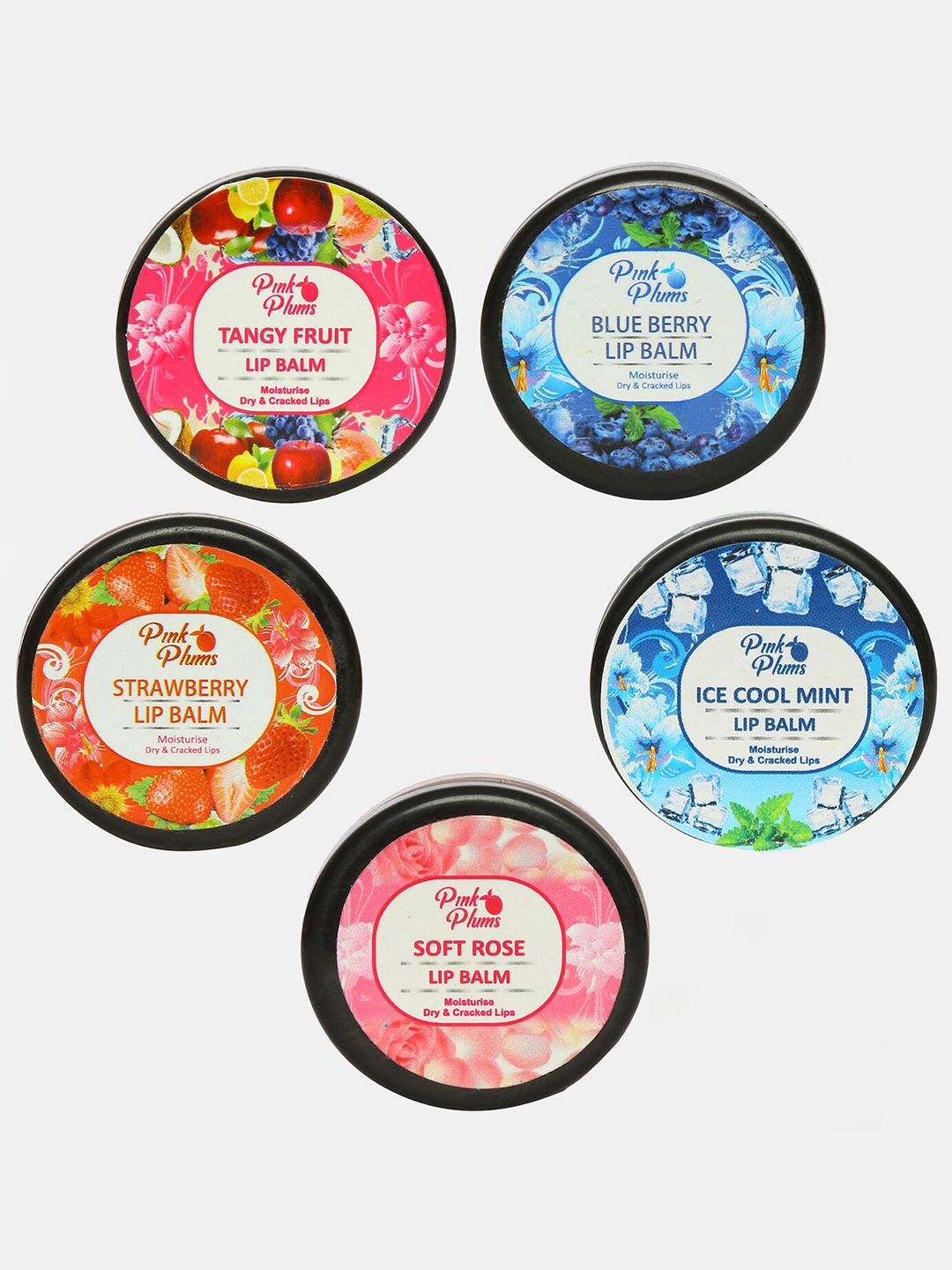 Pink Plums Set of 5 Lip Balms - 10 ml each Price in India