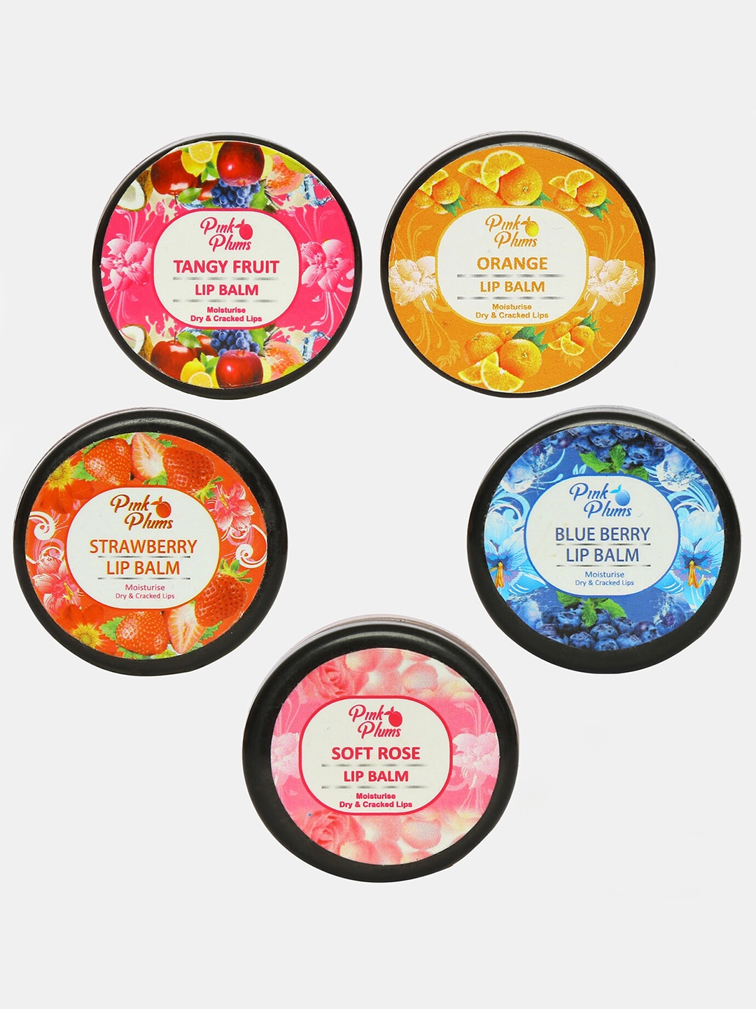 Pink Plums Pack of 5 Lip Balm Price in India