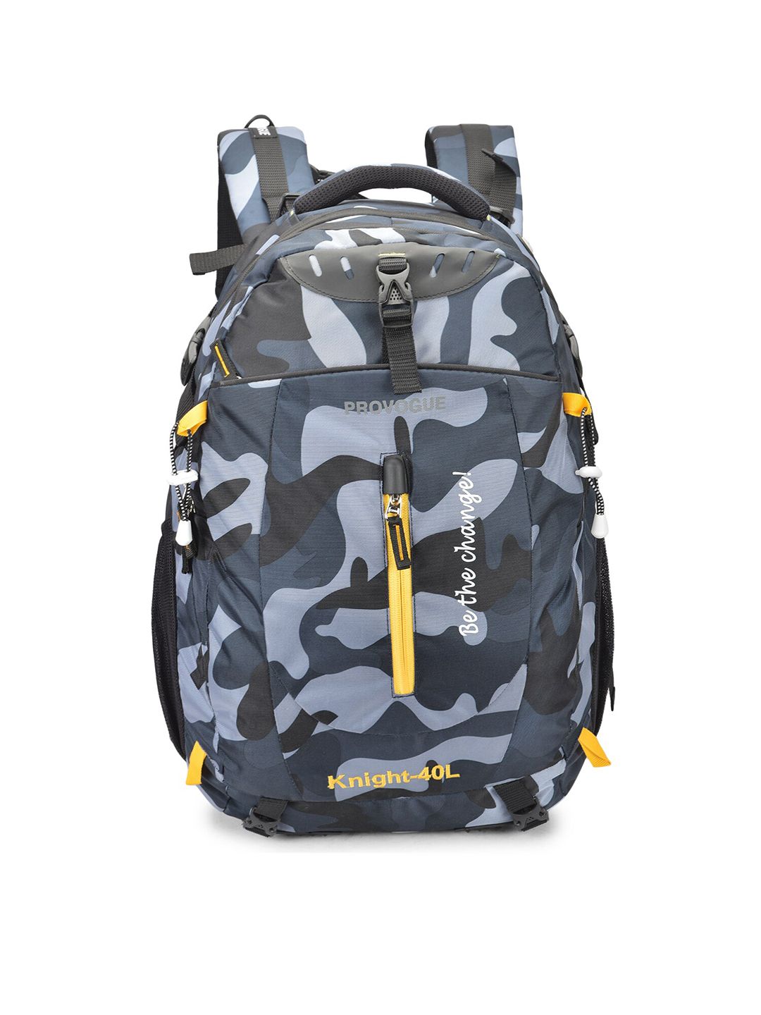 Provogue Unisex Grey & Blue Camouflage Backpack with Reflective Strip Price in India