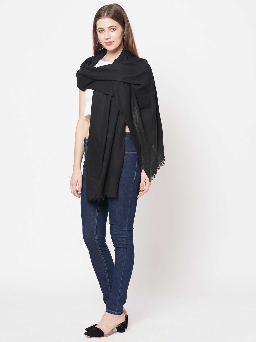 Cloth Haus India Women Black Solid Scarves Price in India