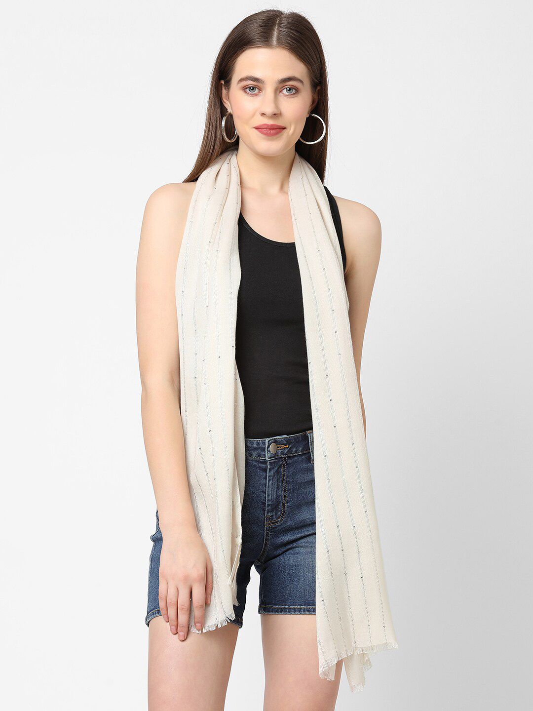 Cloth Haus India Women Beige Striped Scarf Price in India