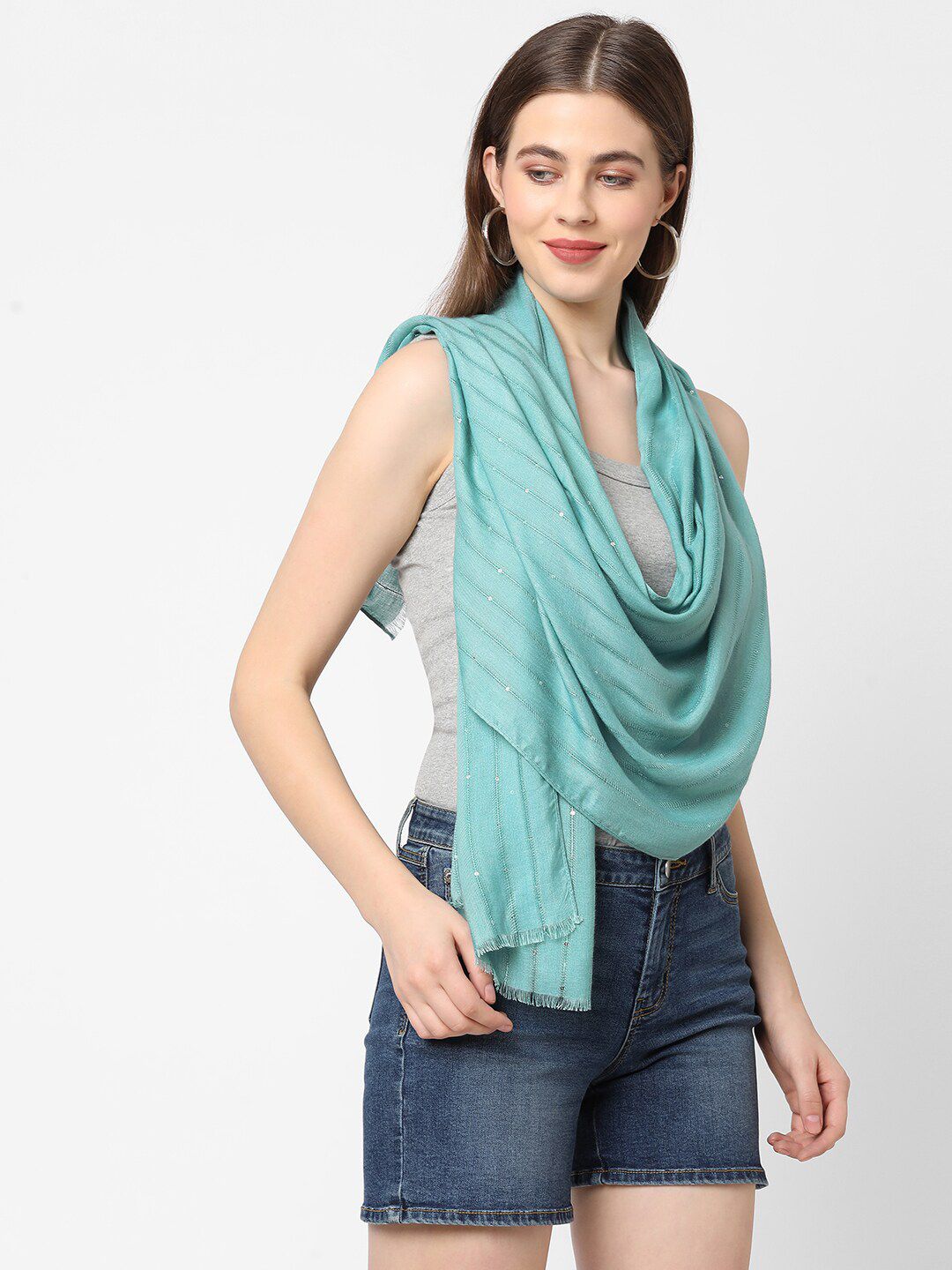 Cloth Haus India Women Sea Green Scarf Price in India