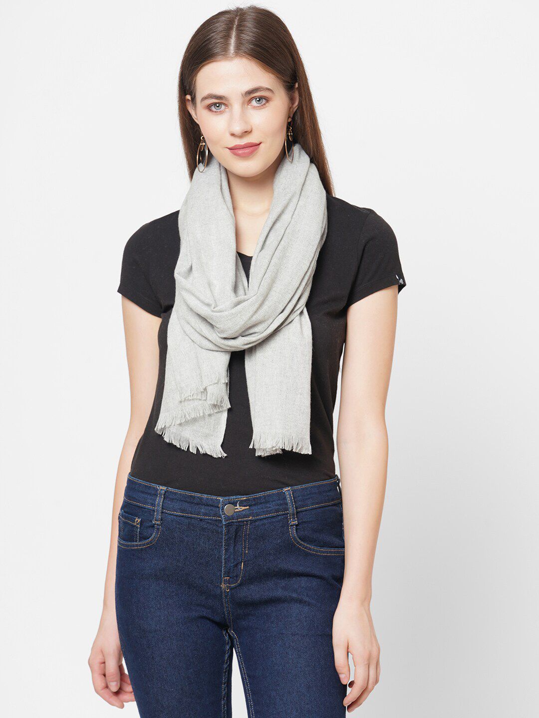 Cloth Haus India Women Grey Printed Scarf Price in India