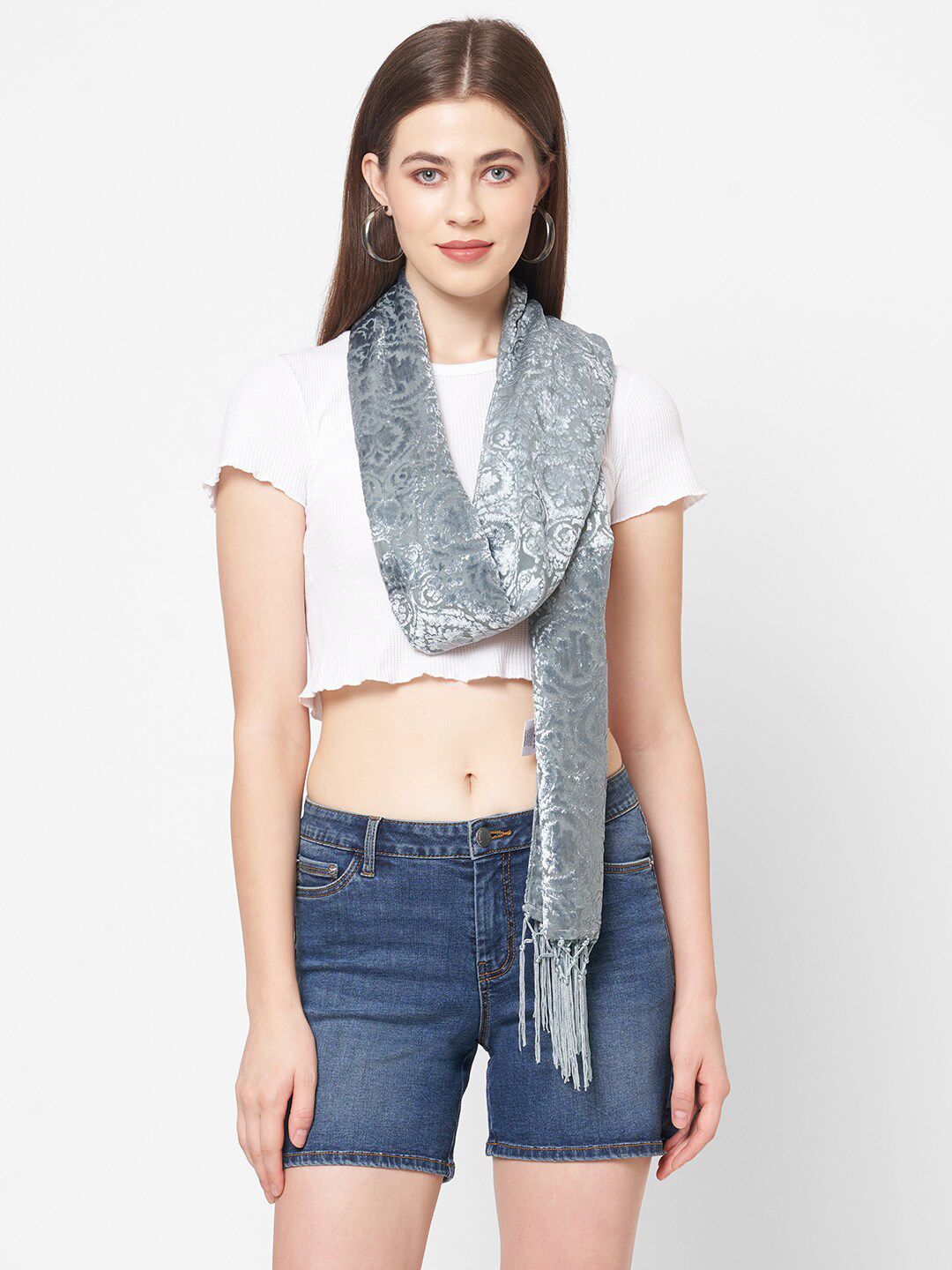 Cloth Haus India Women Grey Printed Scarf Price in India