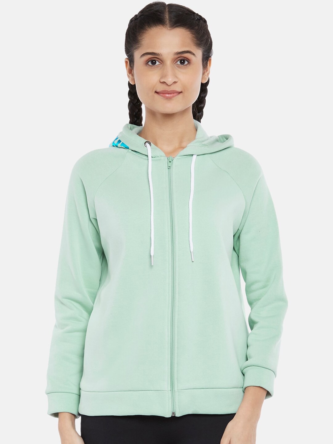 Ajile by Pantaloons Women Sea Green Hooded Sweatshirt Price in India