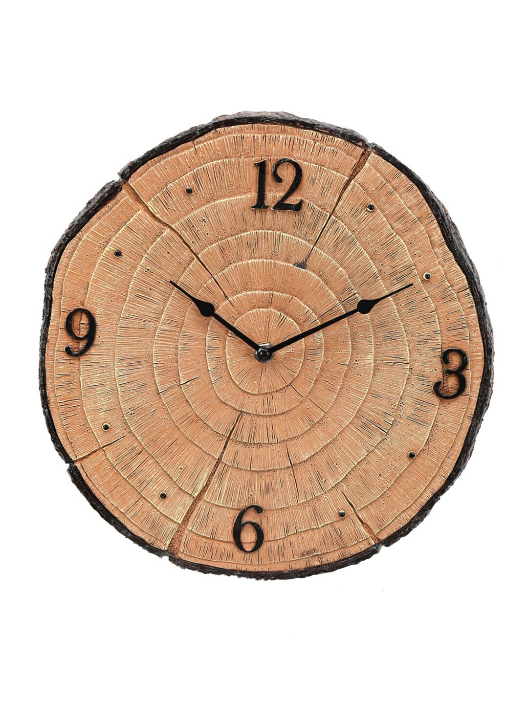 Athome by Nilkamal Brown Tree Trunk Textured Analogue Wall Clock Price in India