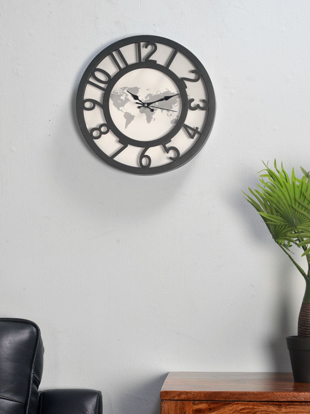 Athome by Nilkamal Black & White Printed Contemporary Wall Clock Price in India