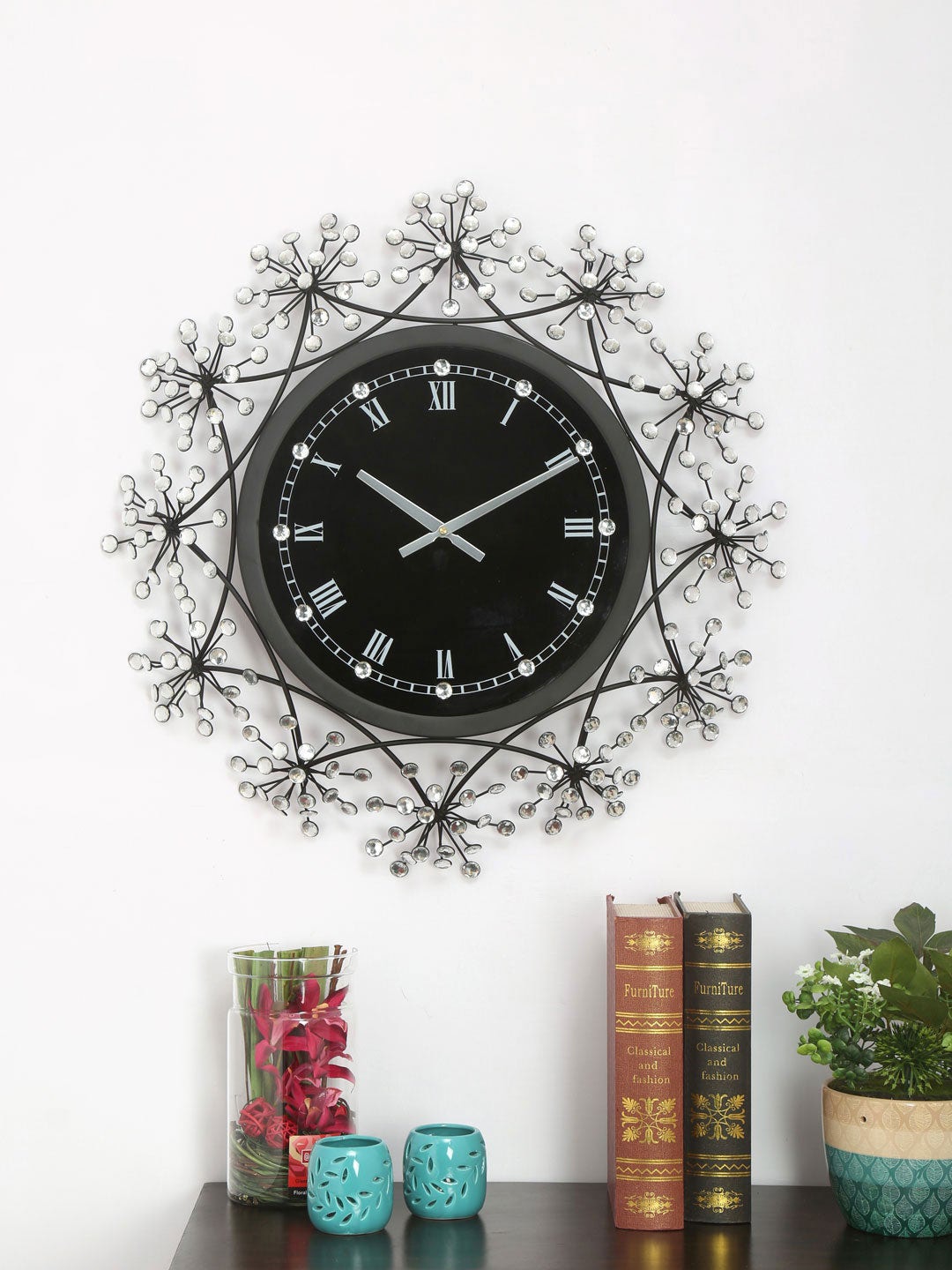Athome by Nilkamal Black & White Vintage Wall Clock Price in India