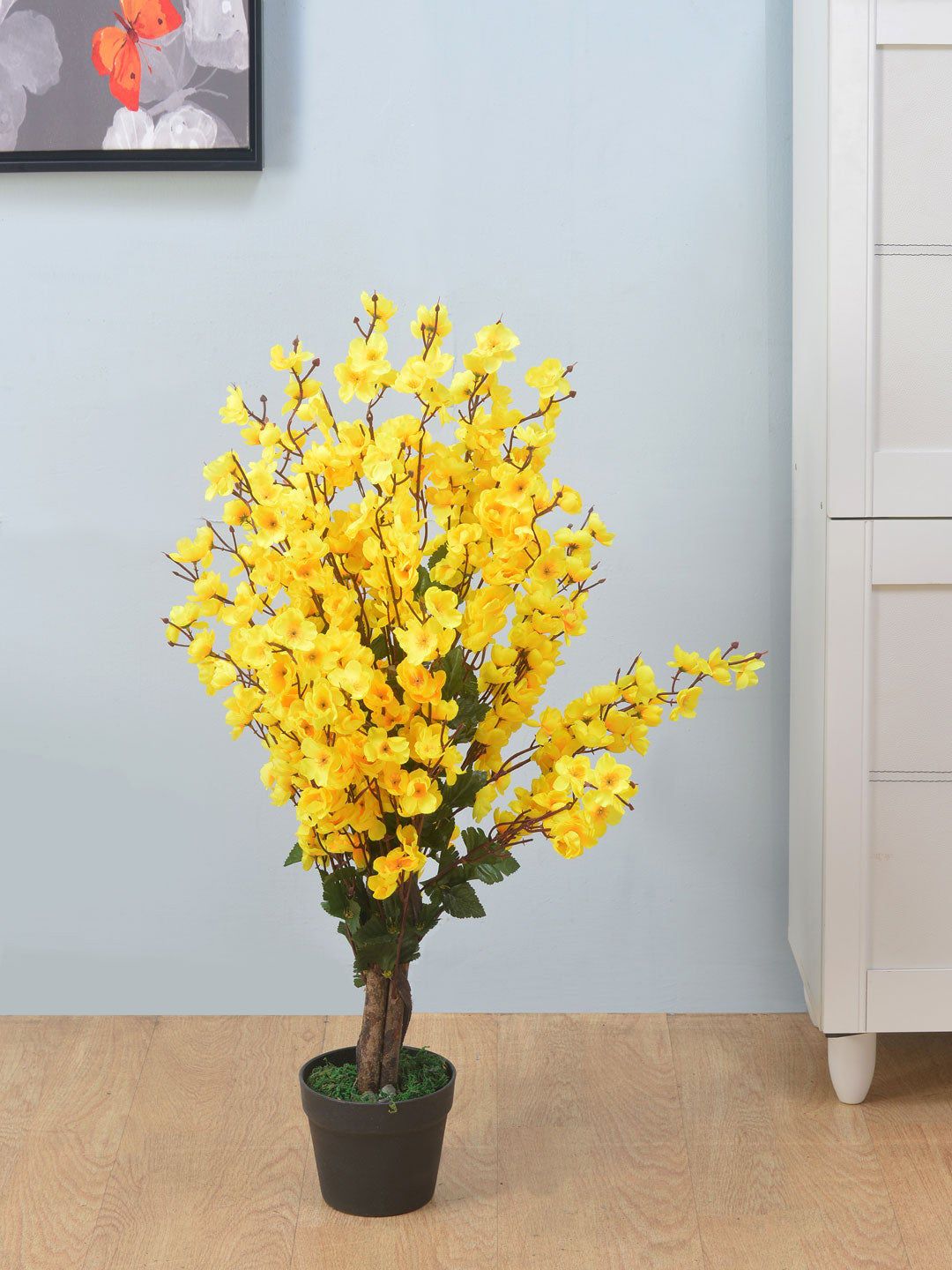 Athome by Nilkamal Yellow Artificial Forsythia Tree With Pot Price in India