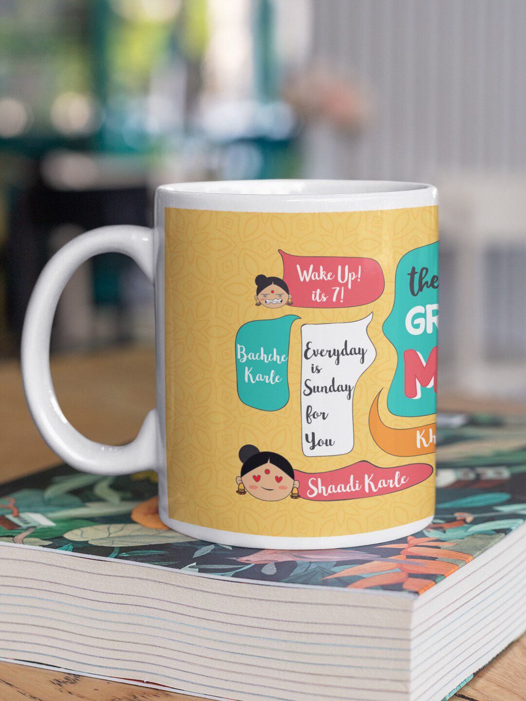 Oye Happy Multicoloured Great Indian Mother Mug Printed Ceramic Glossy Mug Price in India