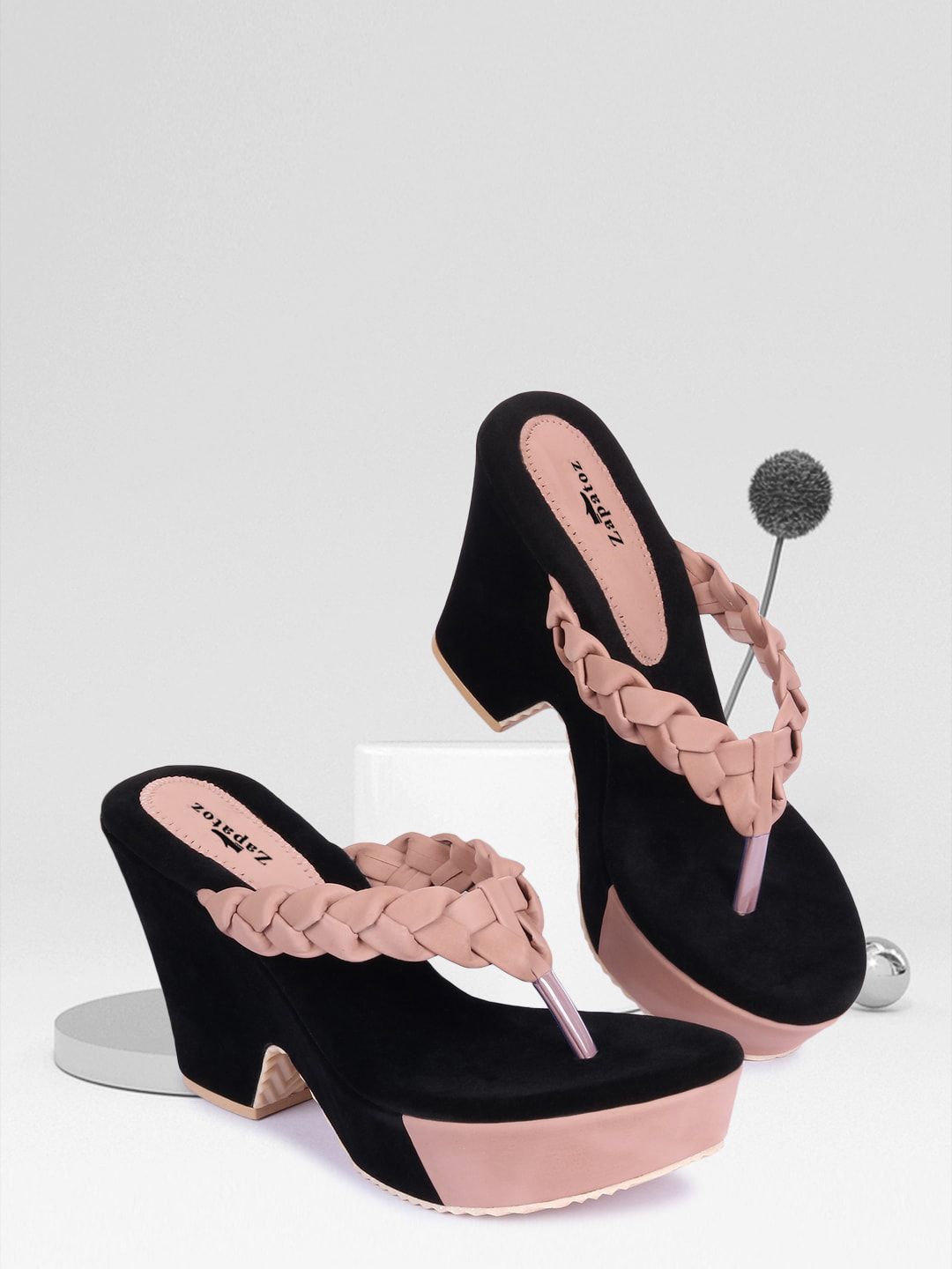 ZAPATOZ Pink Suede Wedge Heels Sandals Price in India