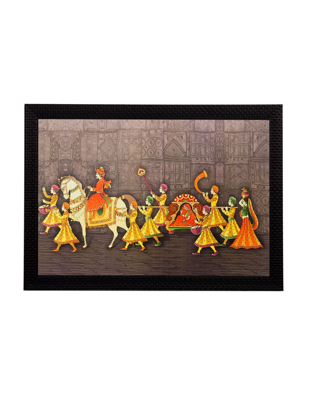 eCraftIndia Brown & Orange Marriage View UV Wall Art Price in India