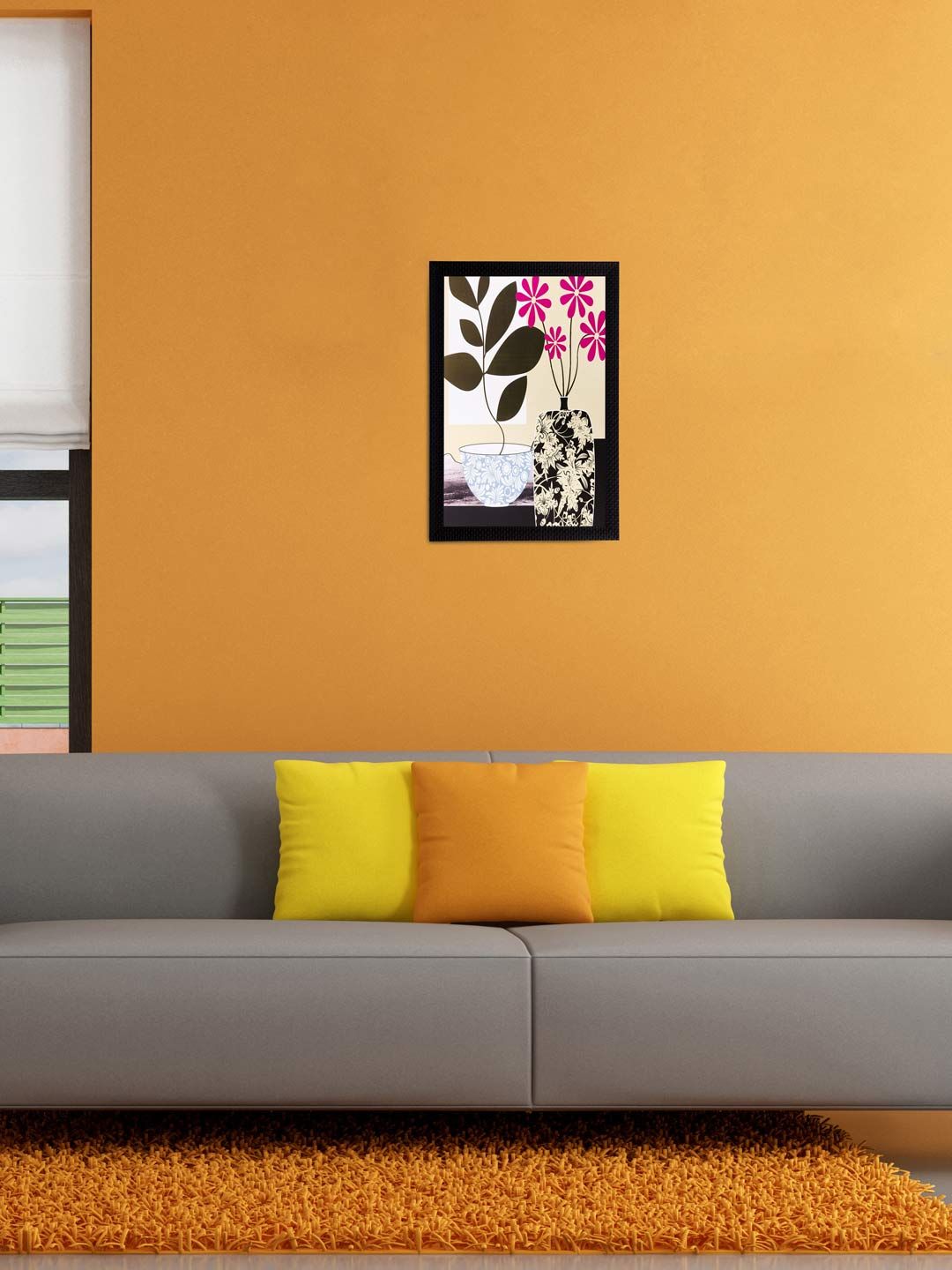 eCraftIndia Multicoloured Flower UV Framed Wall Art Price in India