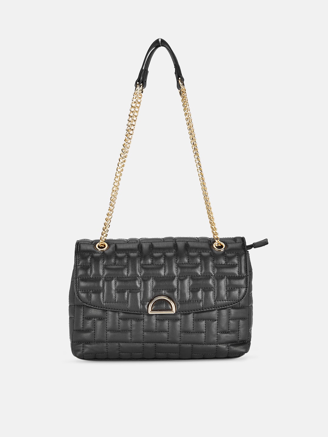 Forever Glam by Pantaloons Black Textured Structured Shoulder Bag Price in India