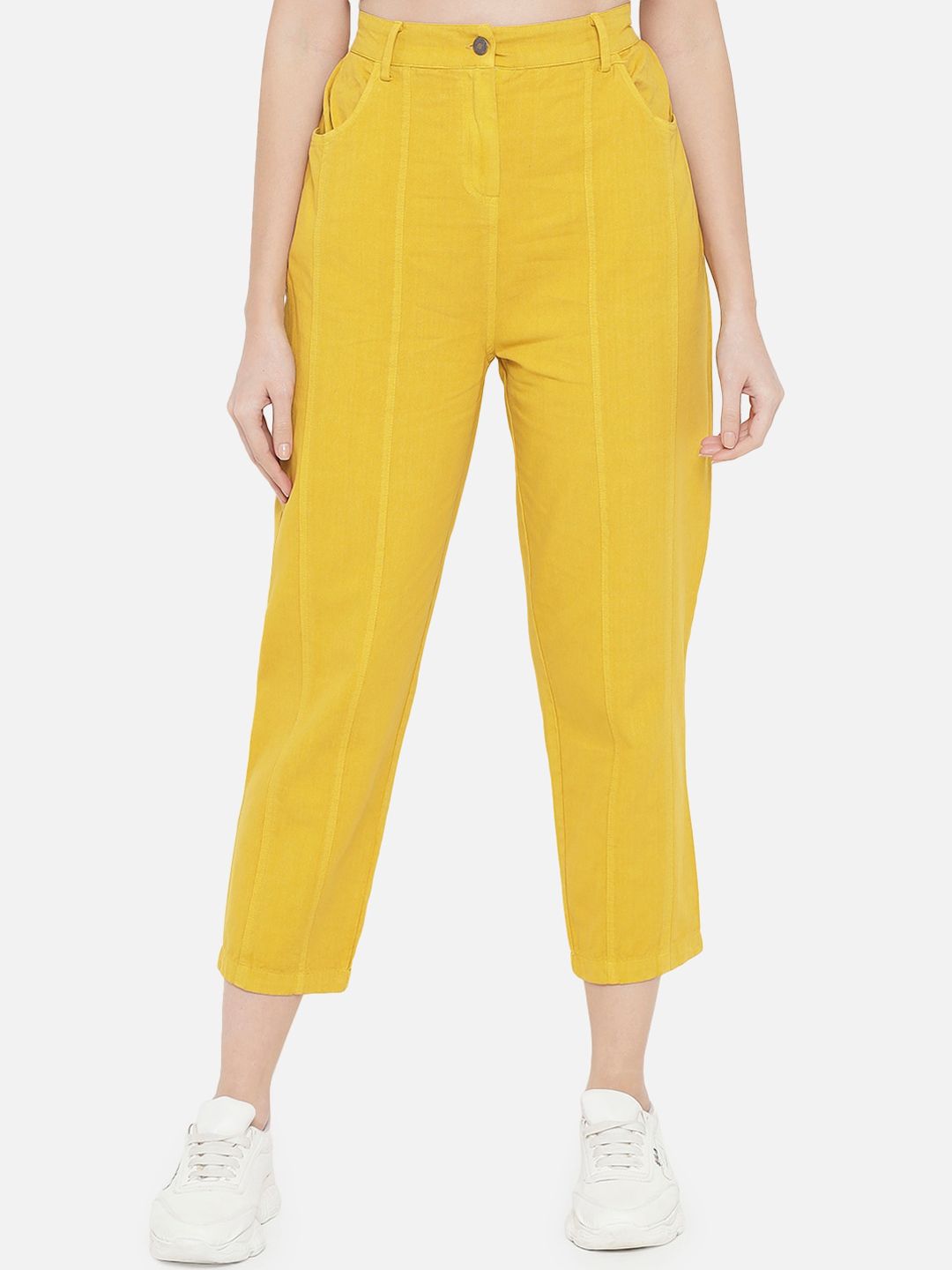 Orchid Blues Women Yellow High-Rise Jeans Price in India