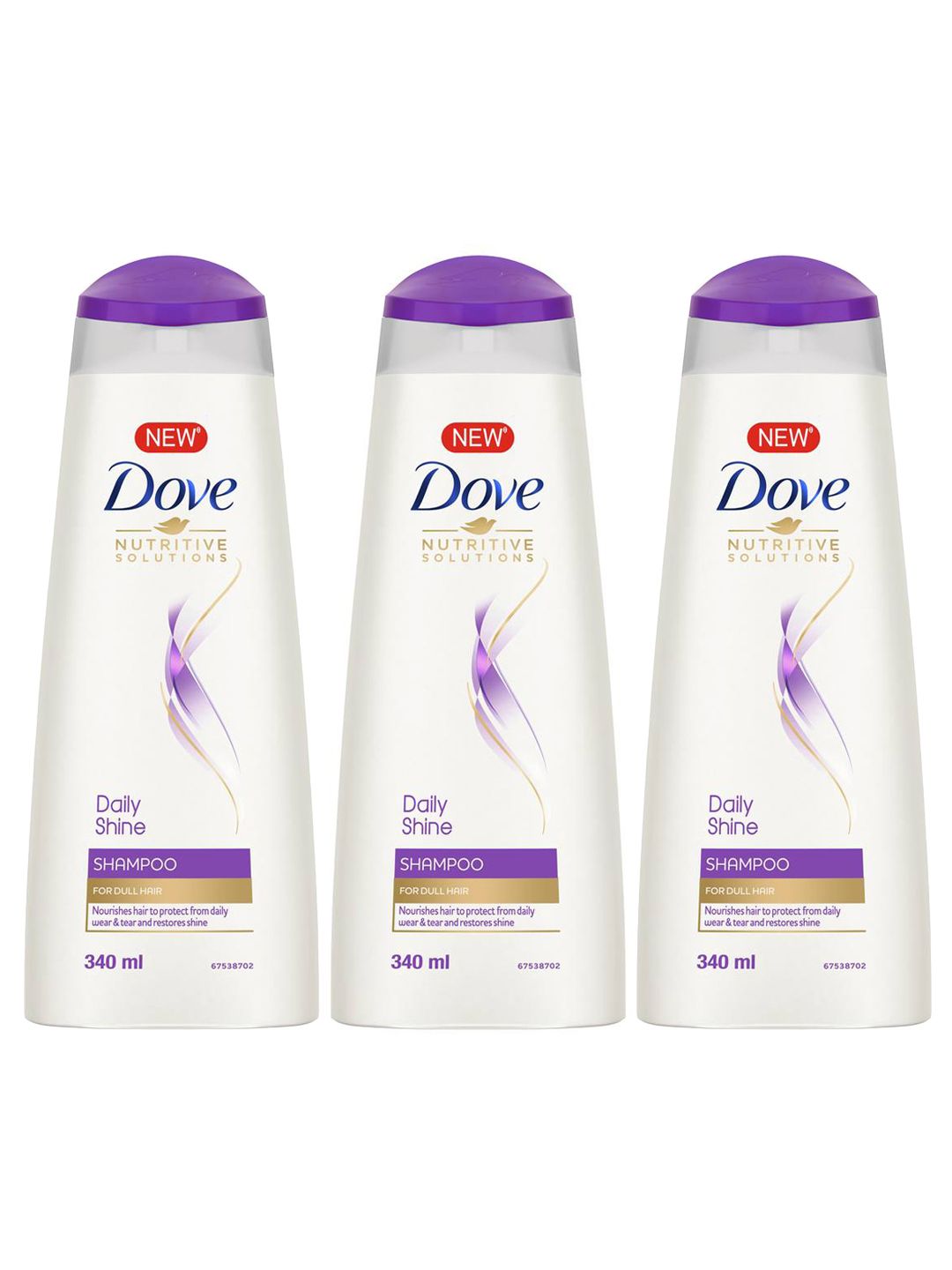 Dove Set of 3 Daily Shine Shampoos for Dull Hair - 340 ml each Price in India