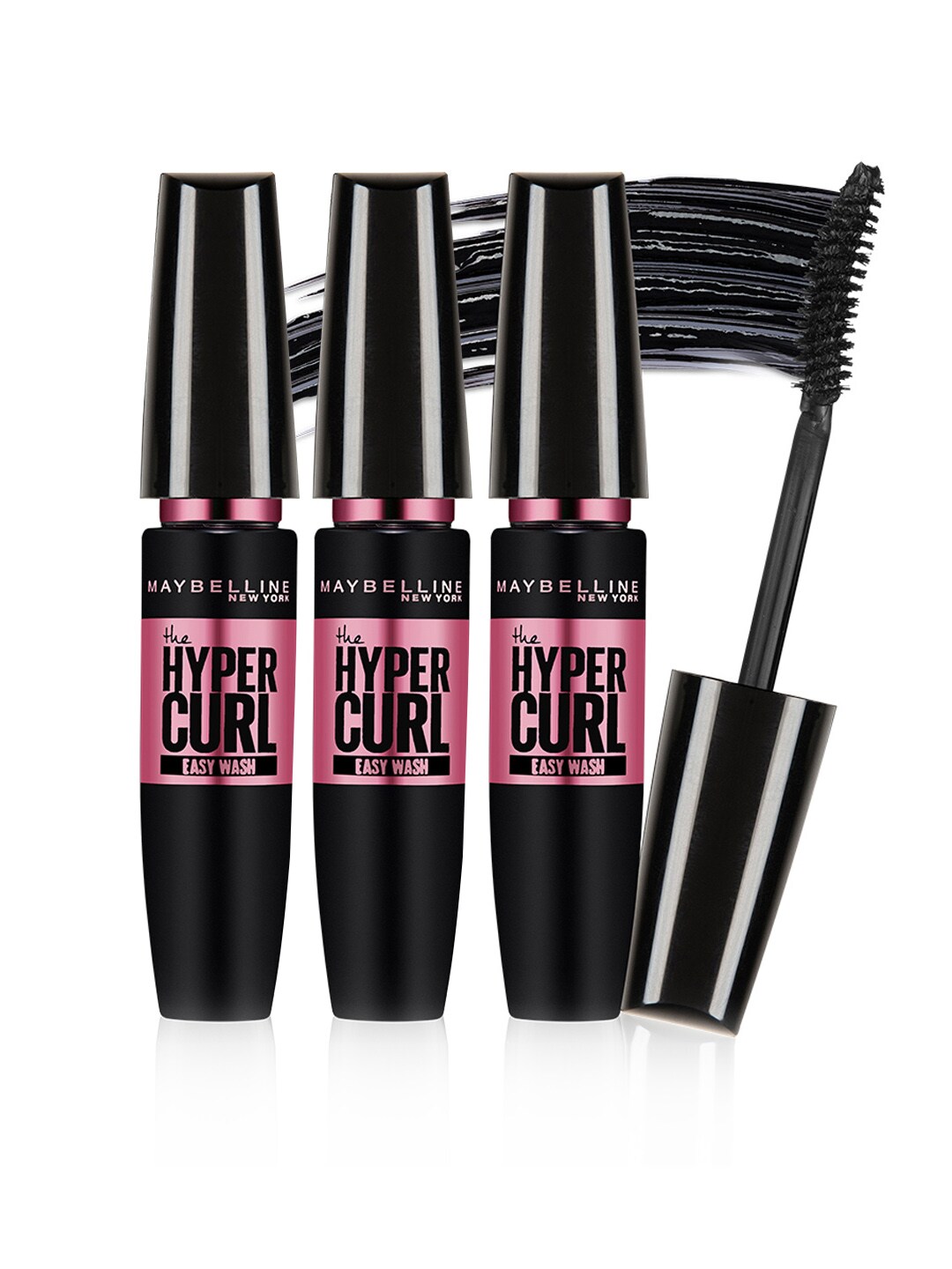 Maybelline New York Set of 3 The Hypercurl Washable Mascara - Black Price in India