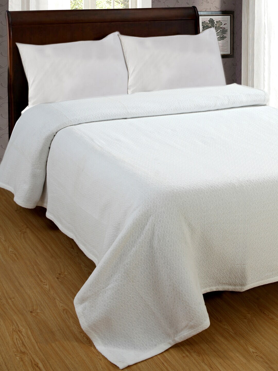 AVI Living White Solid AC Room 350 GSM Single Bed Blanket Price in India