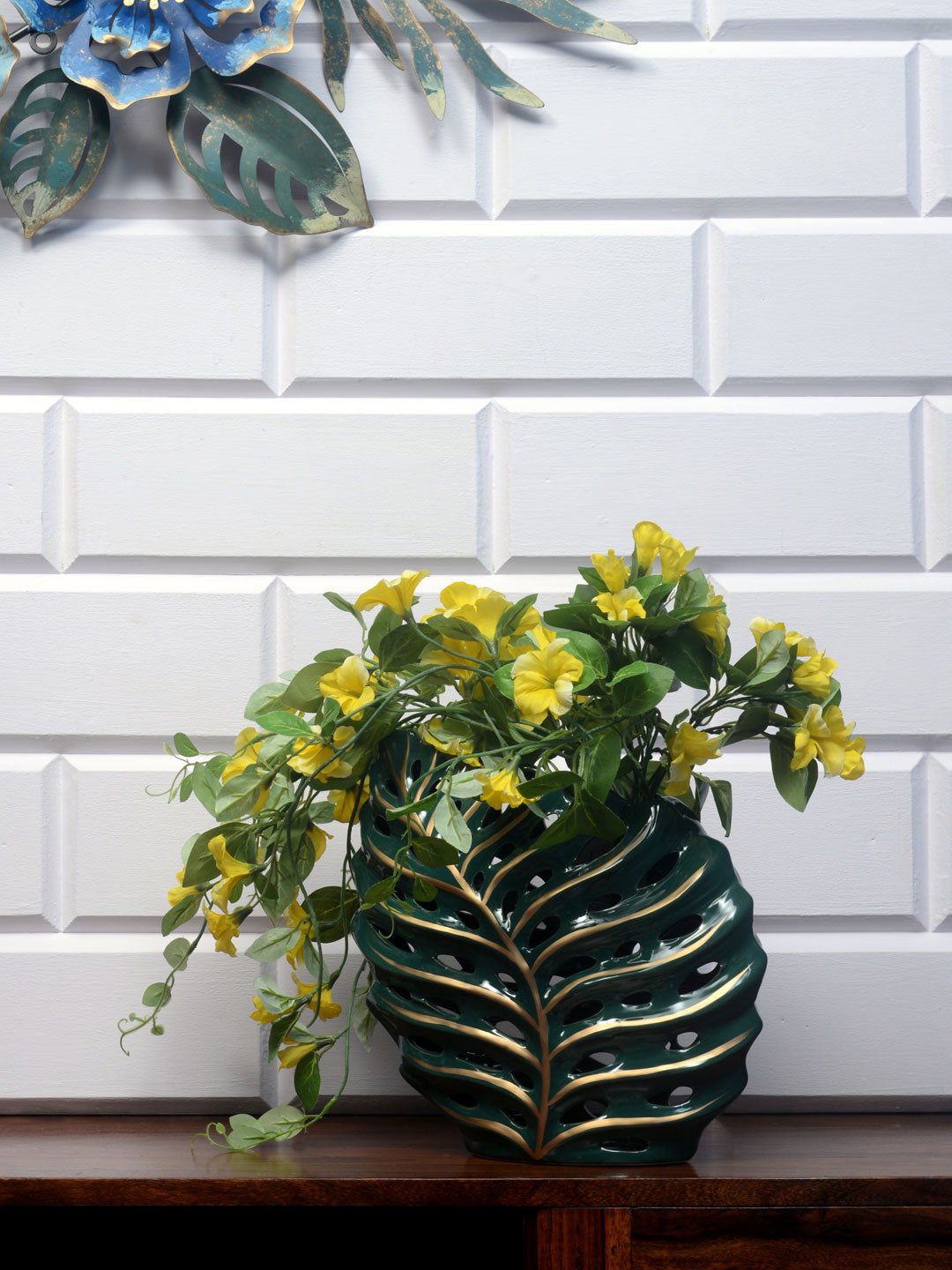 Athome by Nilkamal Yellow & Green Artificial Creeper Floral Flower Price in India