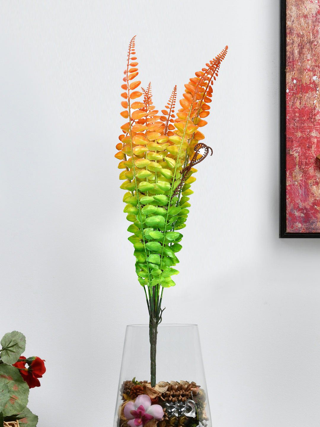 Athome by Nilkamal Green & Orange Filler Stick Asparagus Nova Artificial Flower Price in India